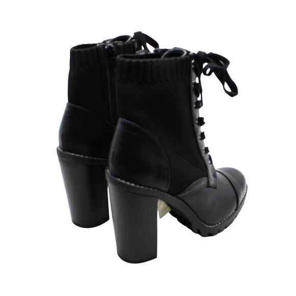 BCBGENERATION Womens Black Stretch Cushioned Lug Sole Lace Pilas Cap Booties - Picture 4 of 9